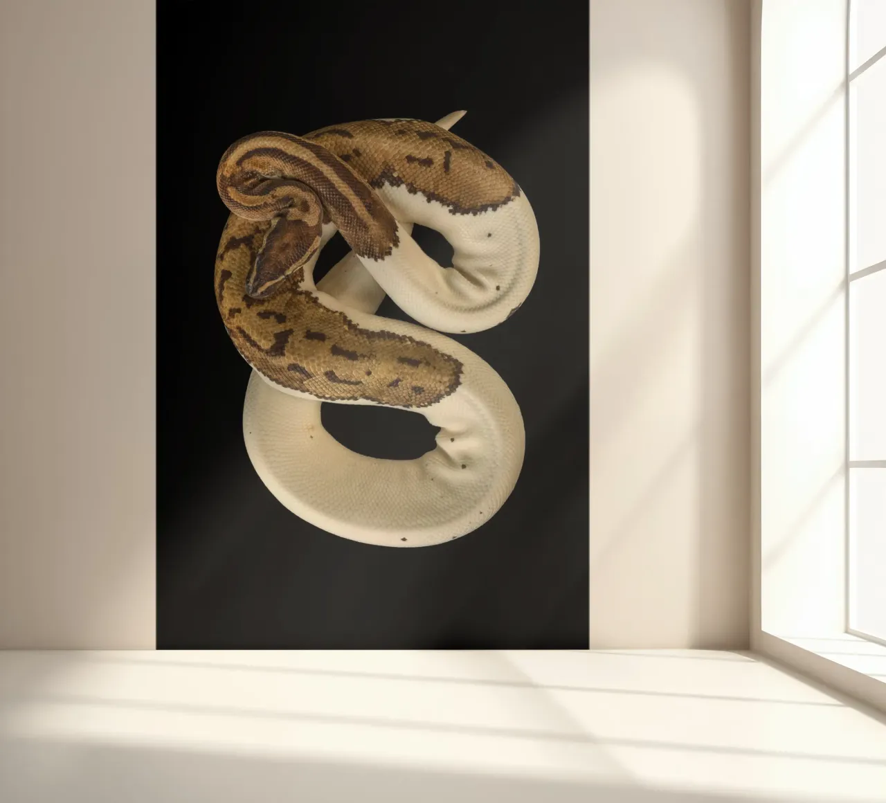 Bruine en witte python fotobehang van Curious Collections by Marielle Leenders