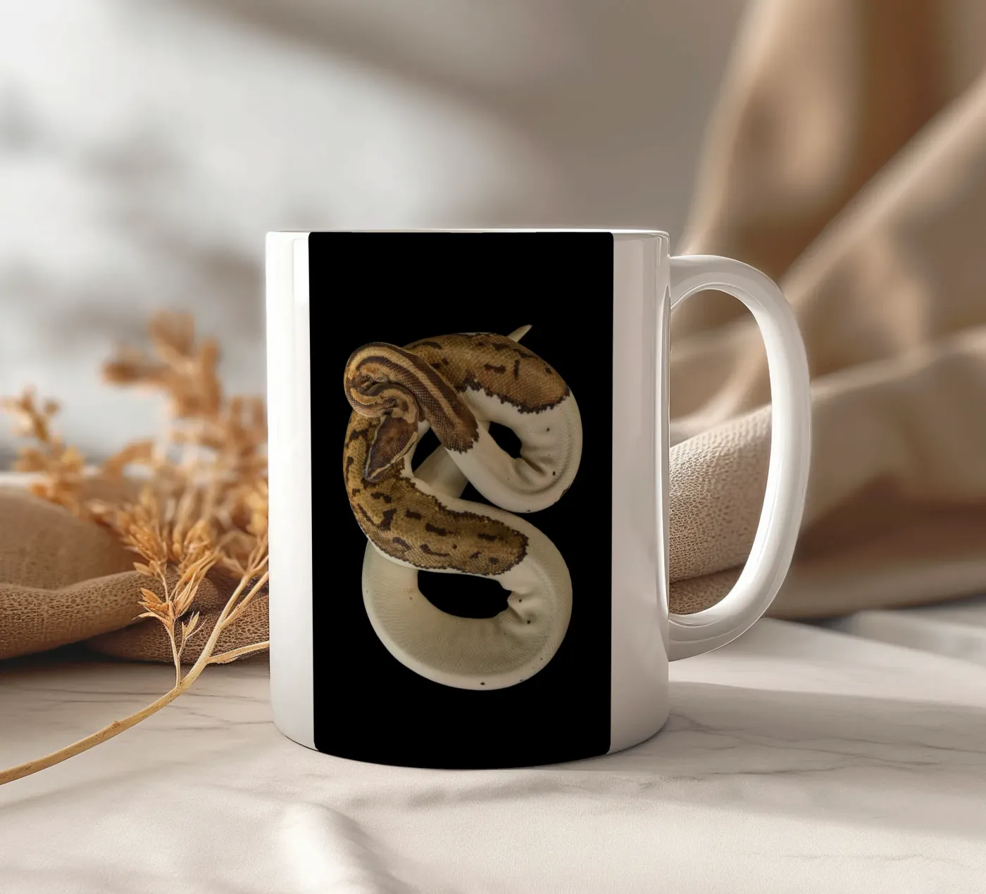 Brown & White Python ceramic mug by Curious Collections by Marielle Leenders
