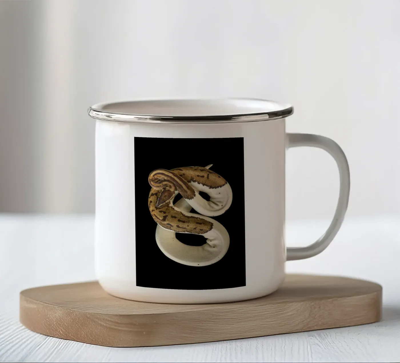 Brown & White Python enamel mug by Curious Collections by Marielle Leenders