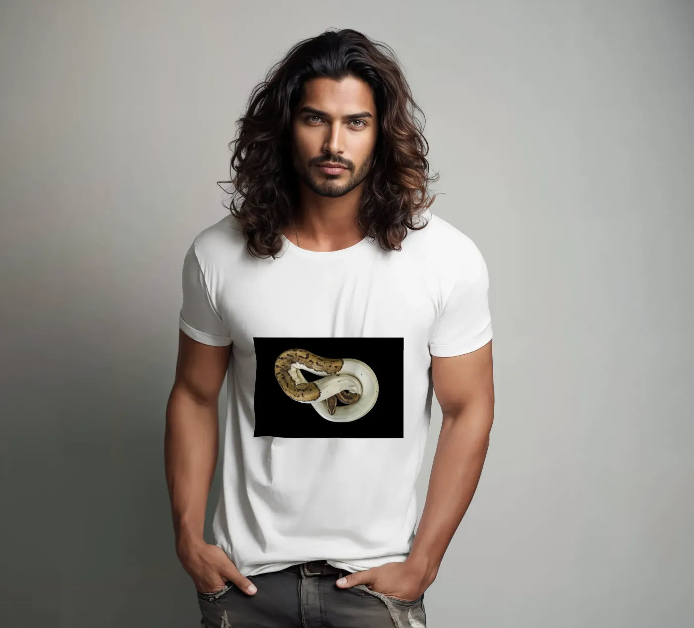 Pitone marrone e bianco t-shirt da Curious Collections by Marielle Leenders