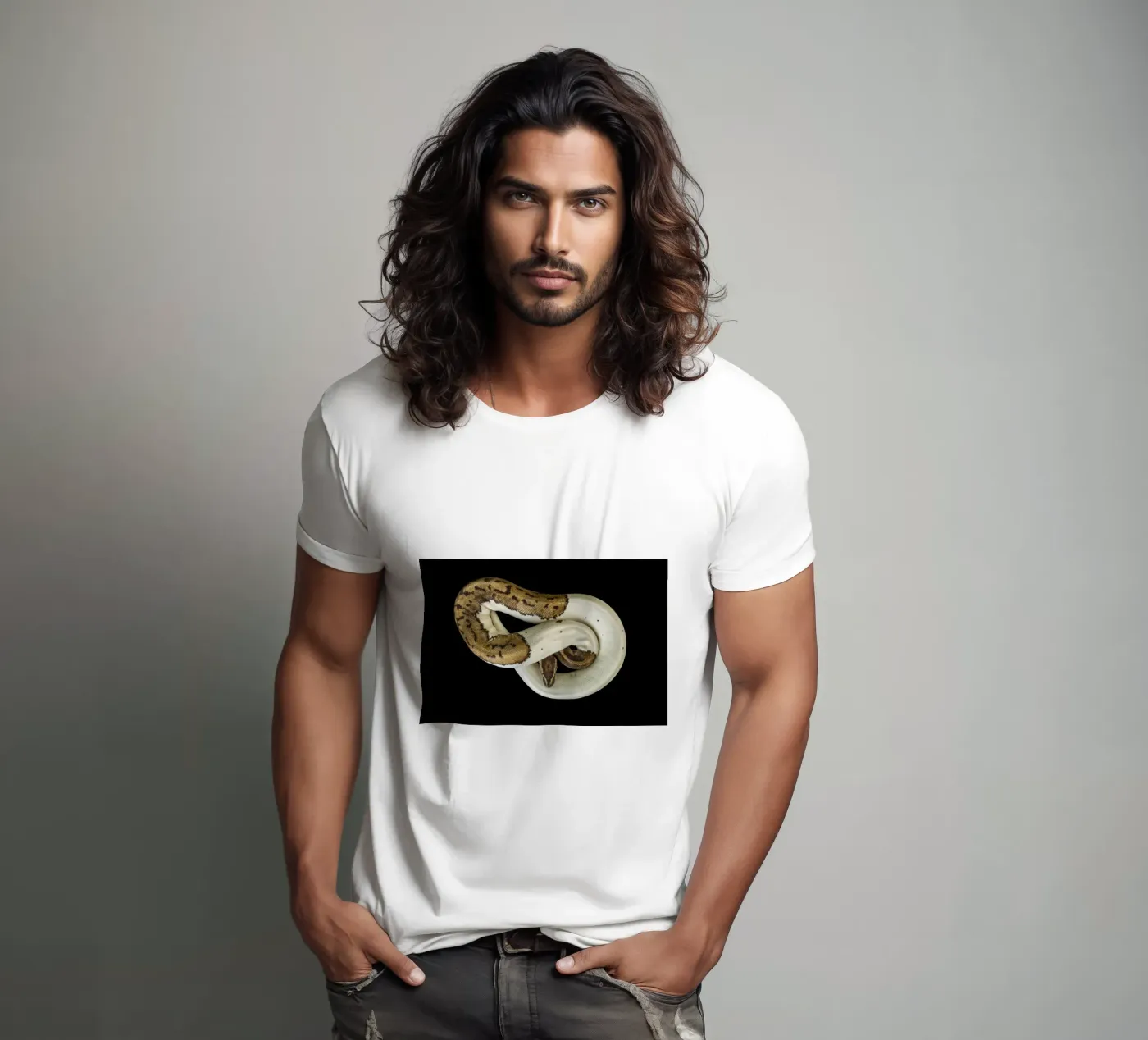 Pitone marrone e bianco t-shirt da Curious Collections by Marielle Leenders