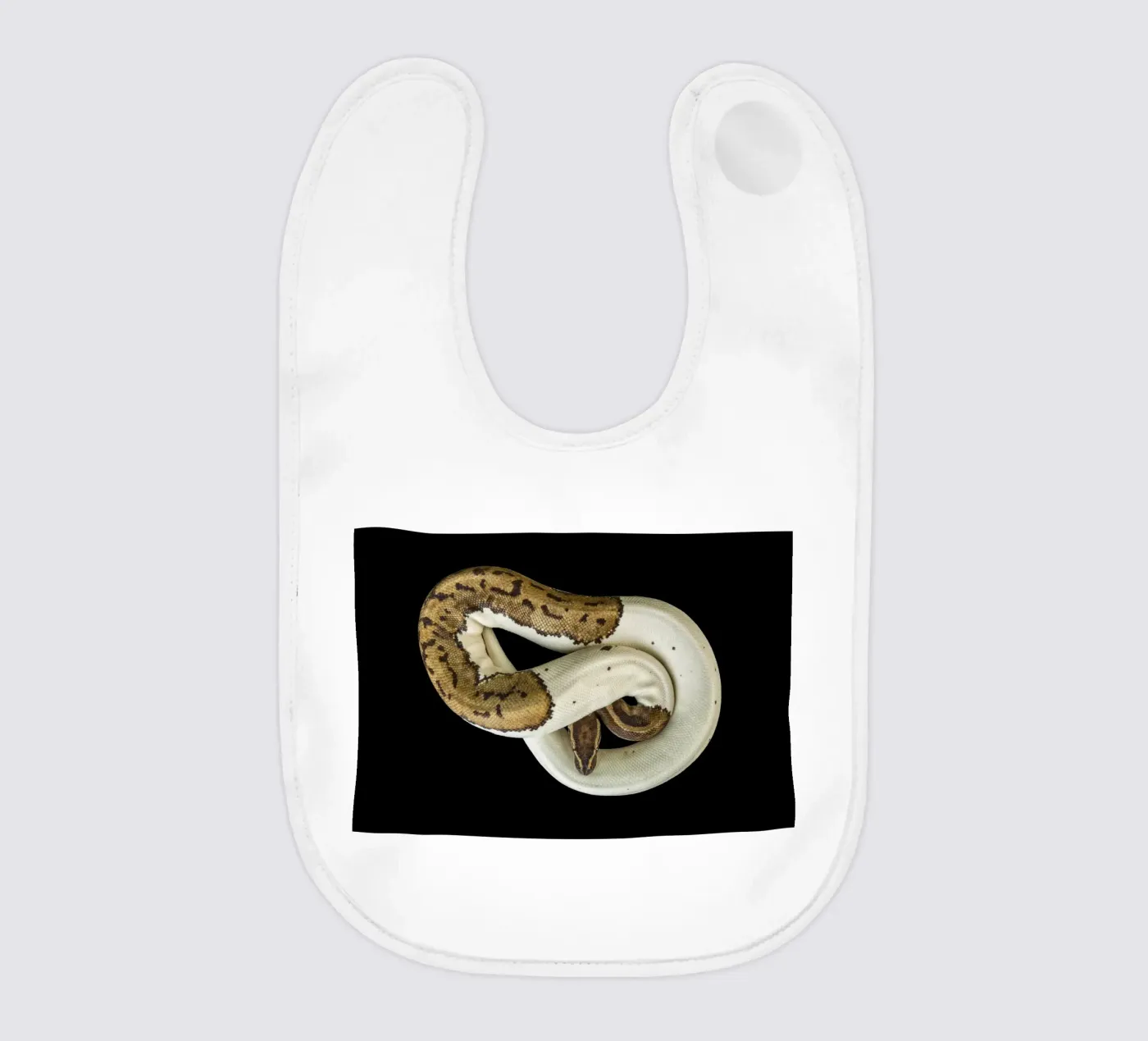 Bruine en witte python baby slabbetje van Curious Collections by Marielle Leenders