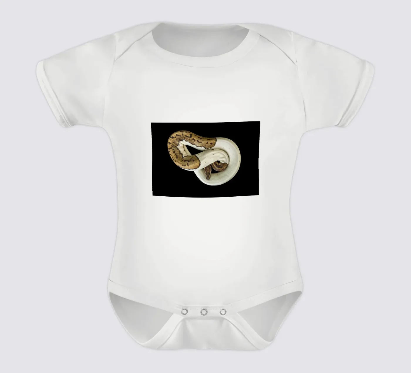 Bruine en witte python babyrompertje korte mouwen van Curious Collections by Marielle Leenders