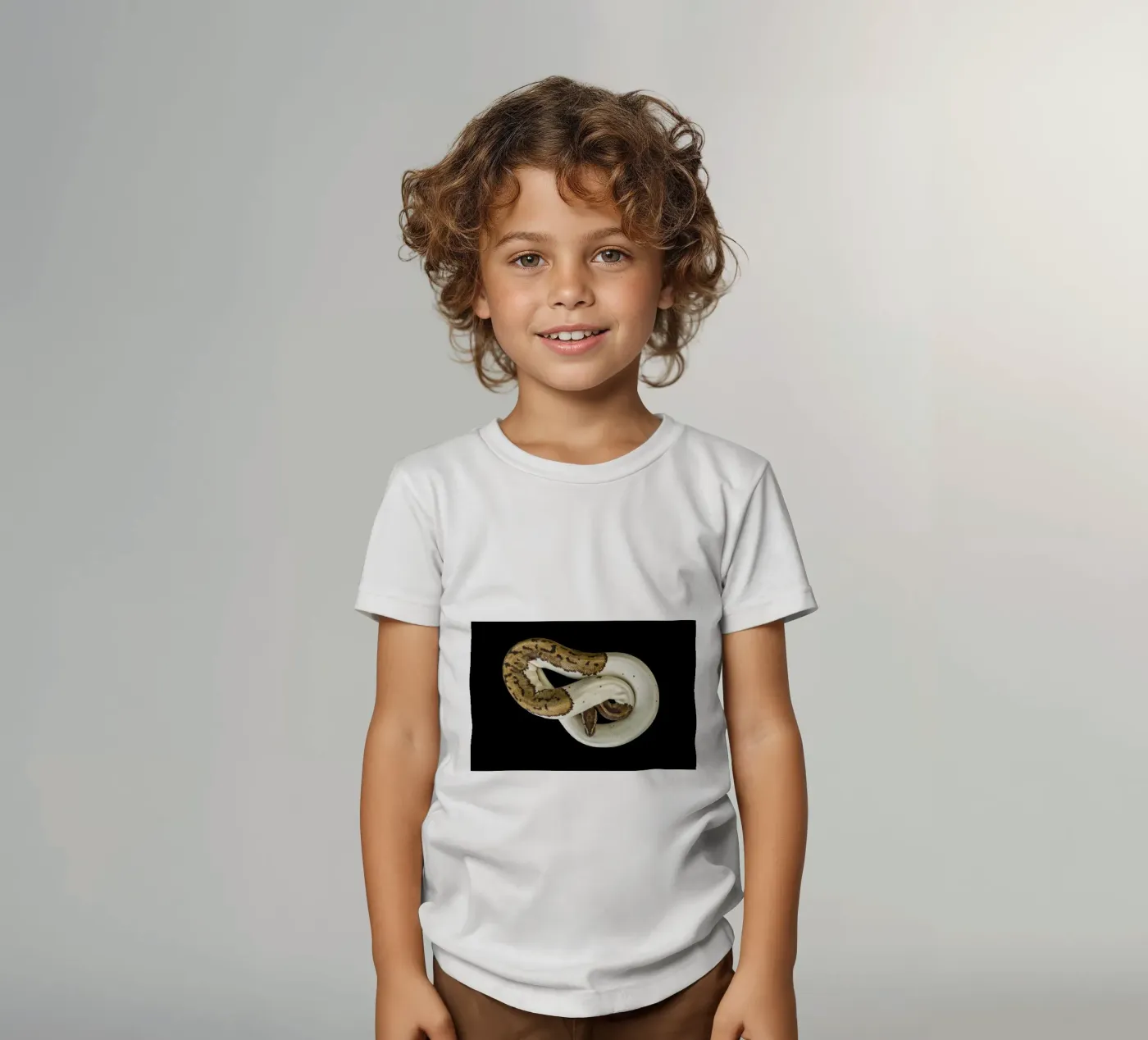 Brown & White Python kids t-shirt by Curious Collections by Marielle Leenders
