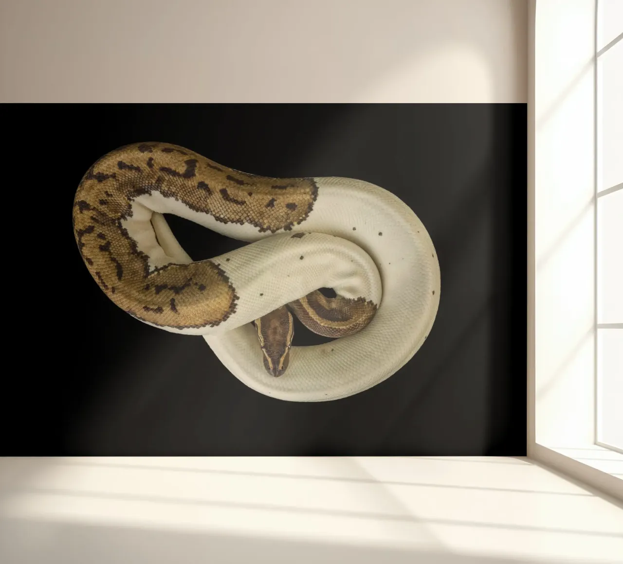 Bruine en witte python fotobehang van Curious Collections by Marielle Leenders