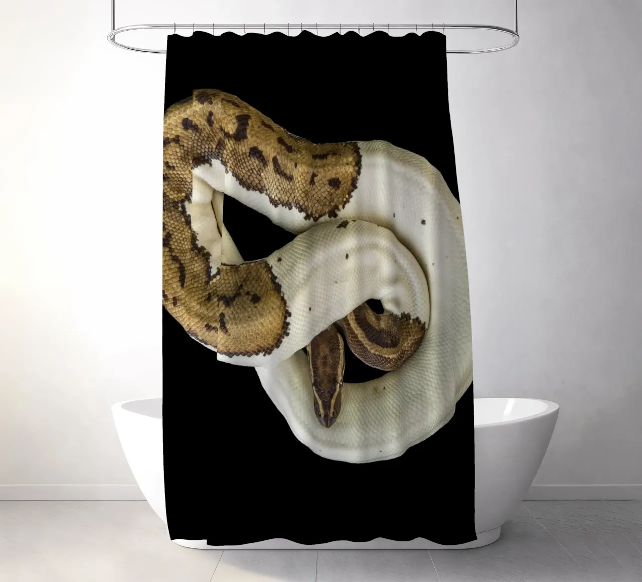 Braun & Weiß Python Duschvorhang von Curious Collections by Marielle Leenders