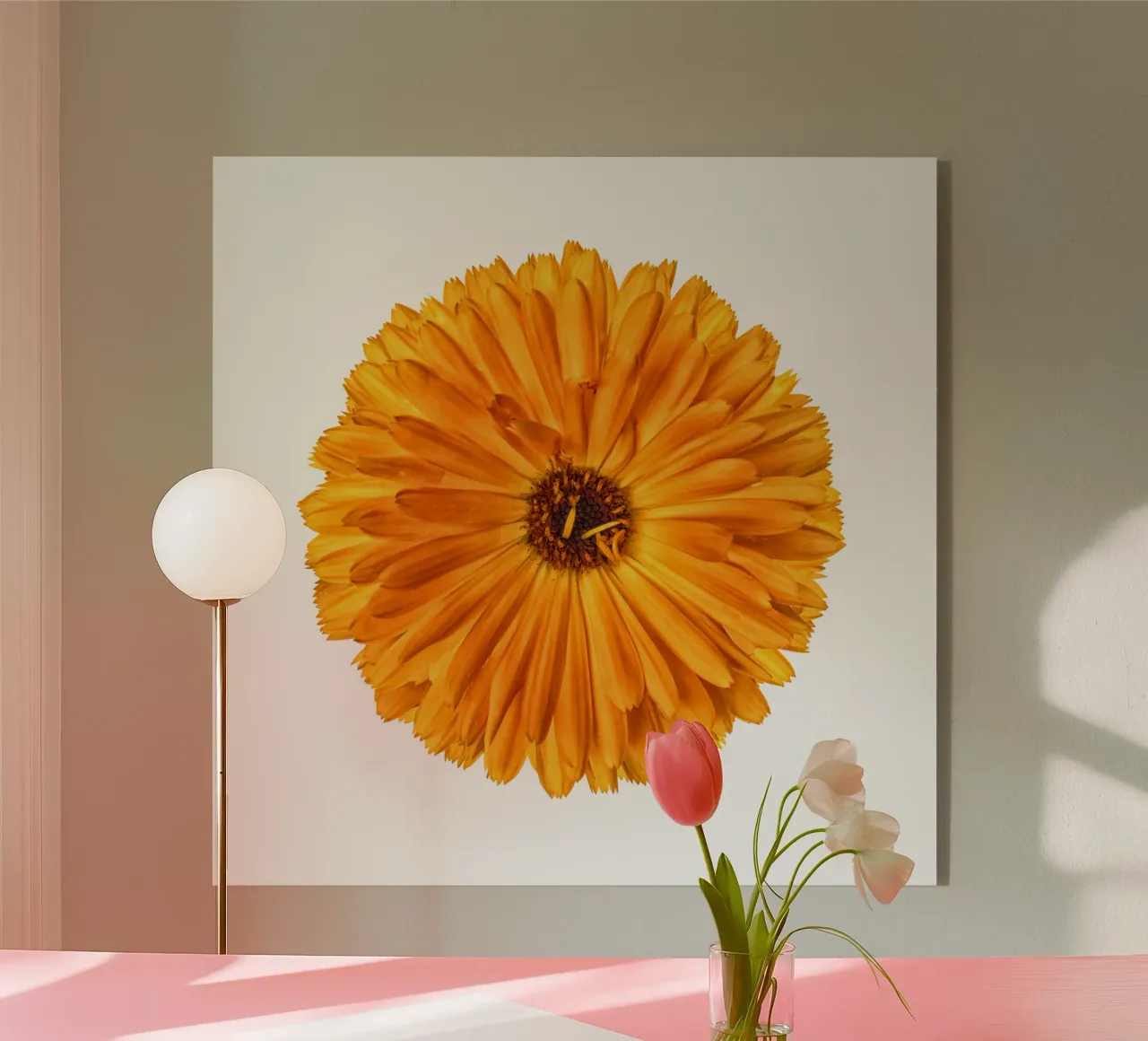 Marigold Flower acrylic glass by Curious Collections by Marielle Leenders