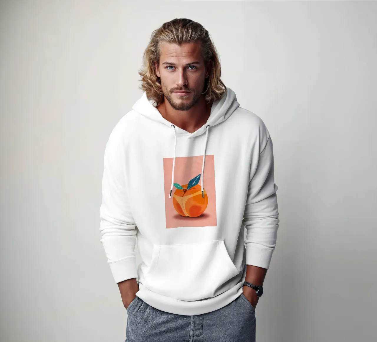 Peachy at the Beachy felpa con cappuccio da Illustration Raissa Oltmanns