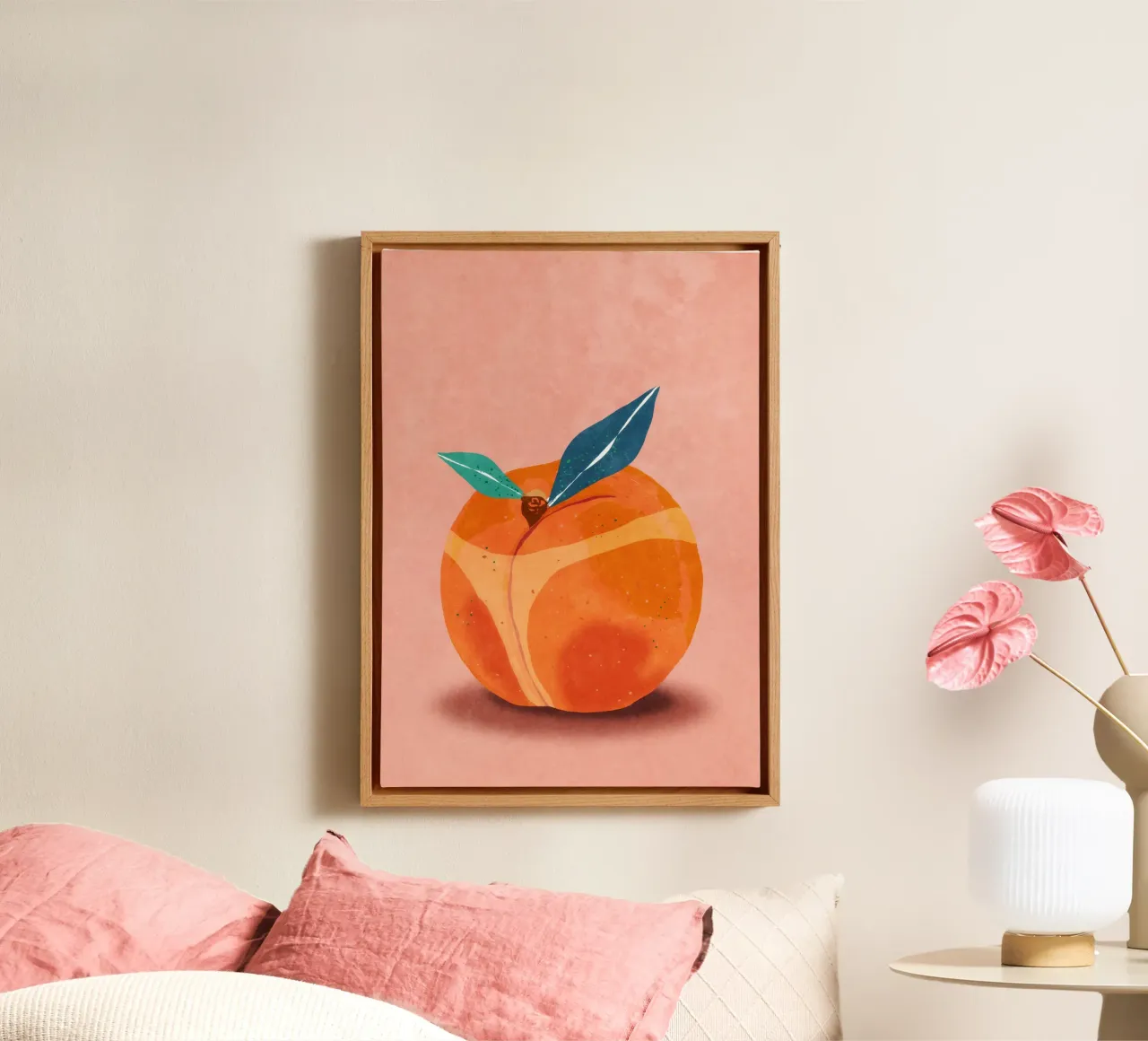 Peachy at the Beachy canvas by Illustration Raissa Oltmanns
