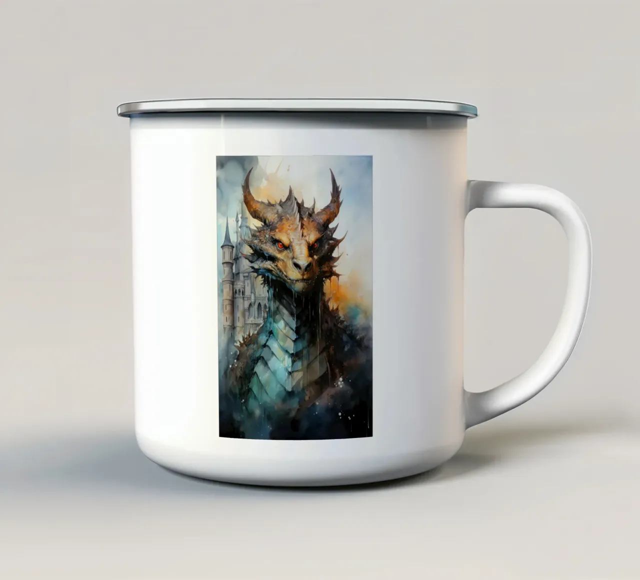 Drachen-Fantasy-Kunst Emaille Tasse von Justyna Jaszke JBJart