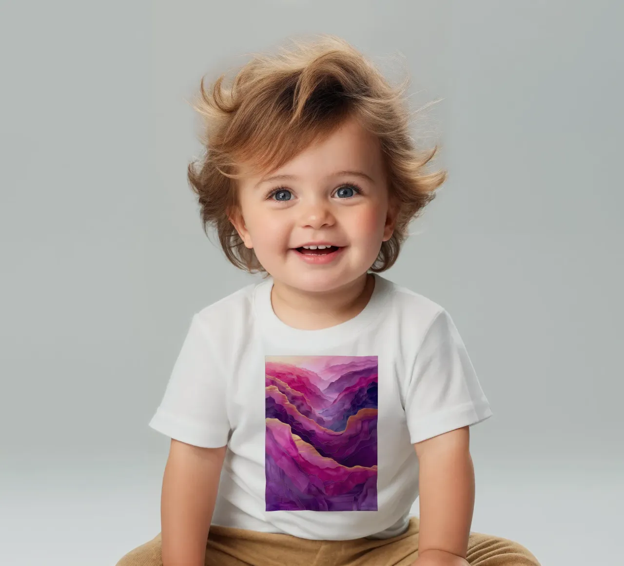 Purple mountain abstraction art baby t-shirt by Justyna Jaszke JBJart
