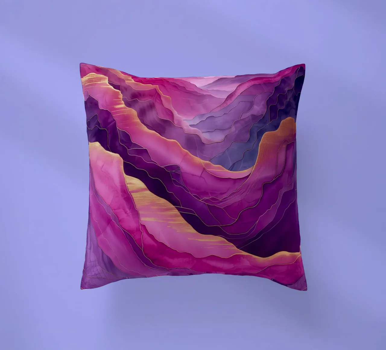 Astrazione di montagne viola cuscino da Justyna Jaszke JBJart