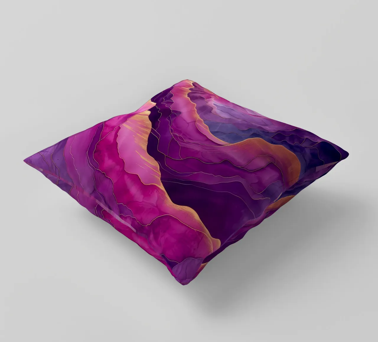 Astrazione di montagne viola cuscino da Justyna Jaszke JBJart
