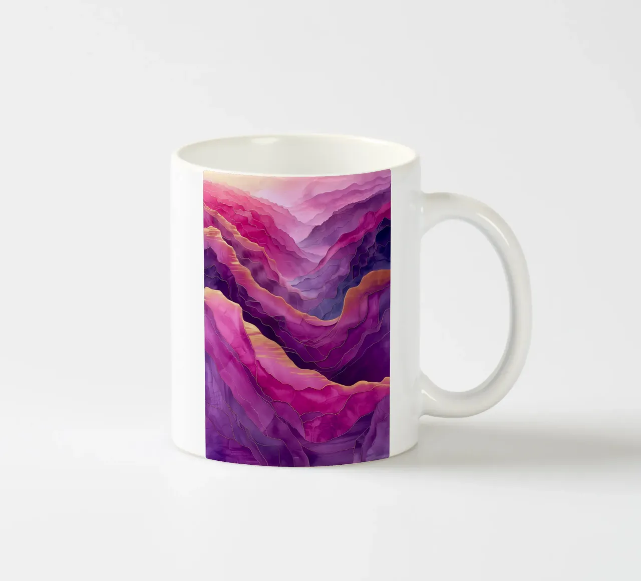 Paarse berg abstractie kunst keramische mok van Justyna Jaszke JBJart