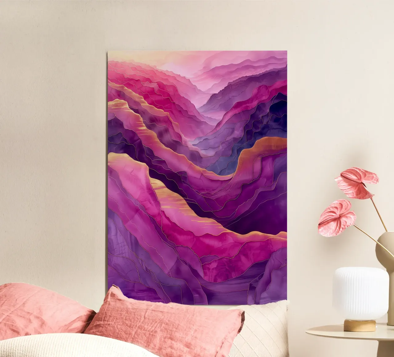 Lila Berg Abstraktion Kunst Hahnemühle von Justyna Jaszke JBJart