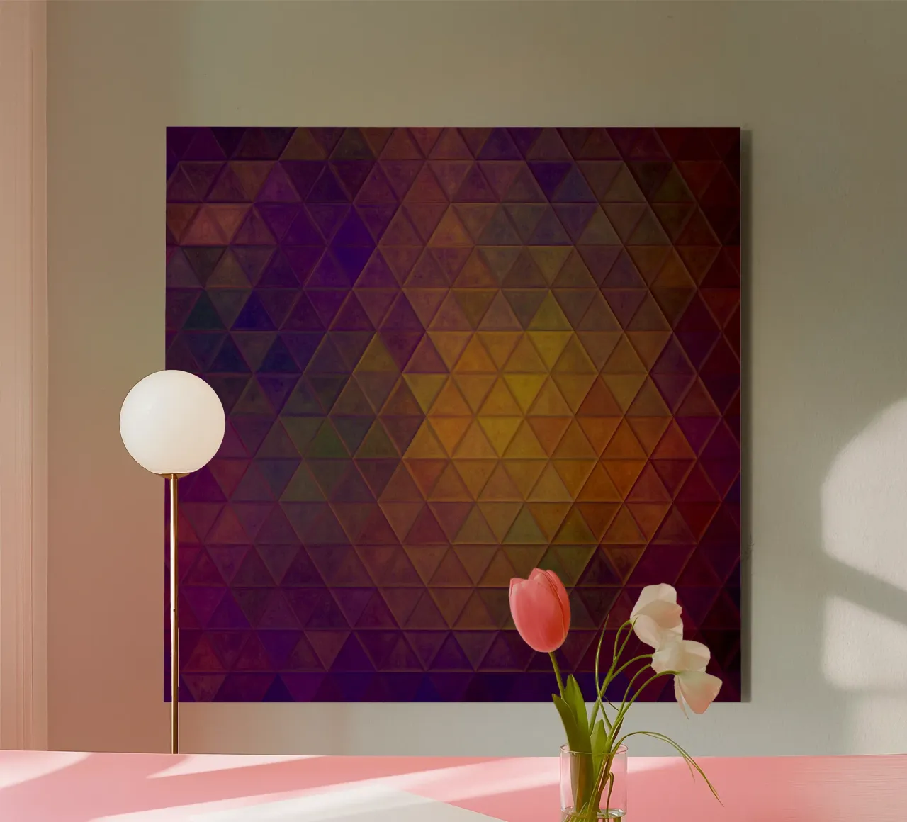 Mosaico viola e arancione alluminio dibond da Justyna Jaszke JBJart