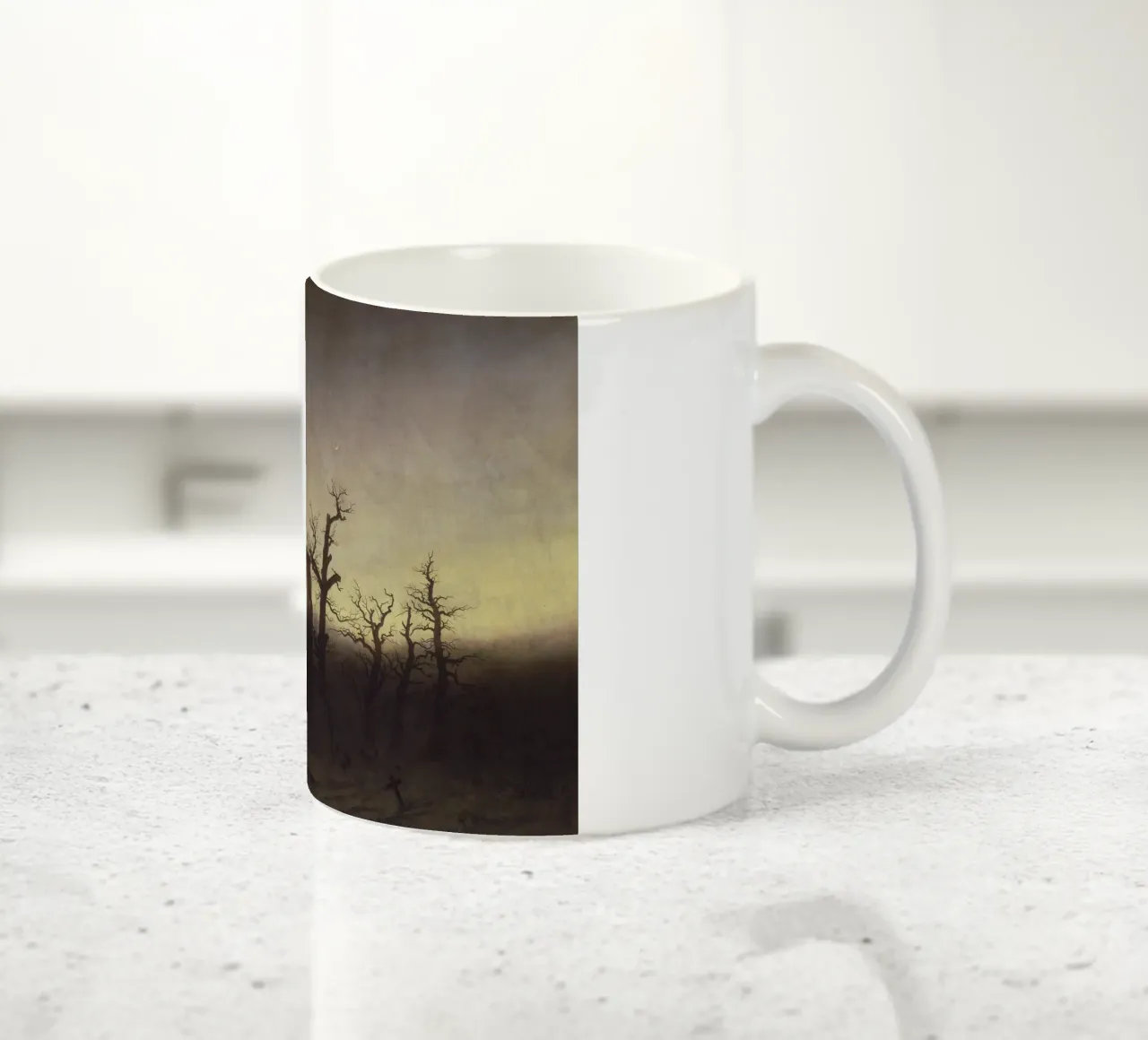 Caspar David Friedrich - L'abbazia nel bosco di querce (1810) tazza in ceramica da Timeless Artworks