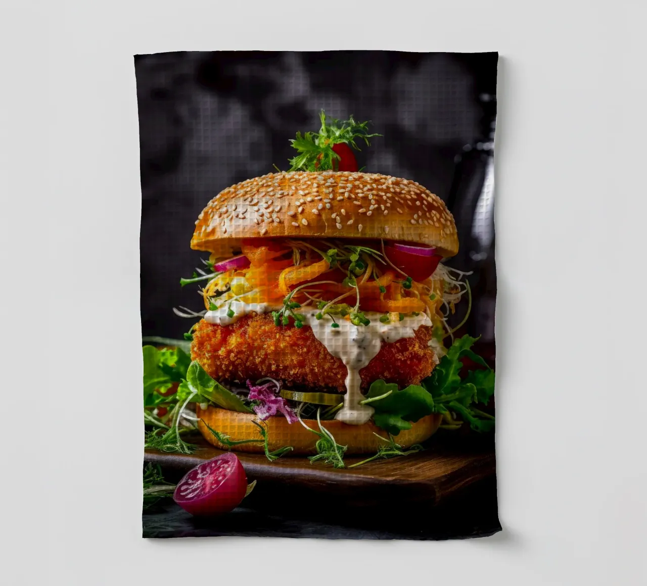Art alimentaire du hamburger de poisson torchon de Justyna Jaszke JBJart