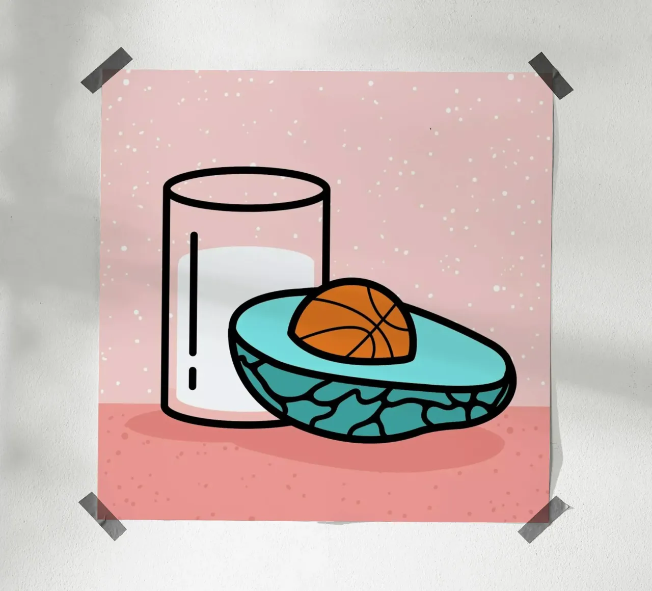Avocado Slam Dunk poster con telaio in legno da Rachel Peck