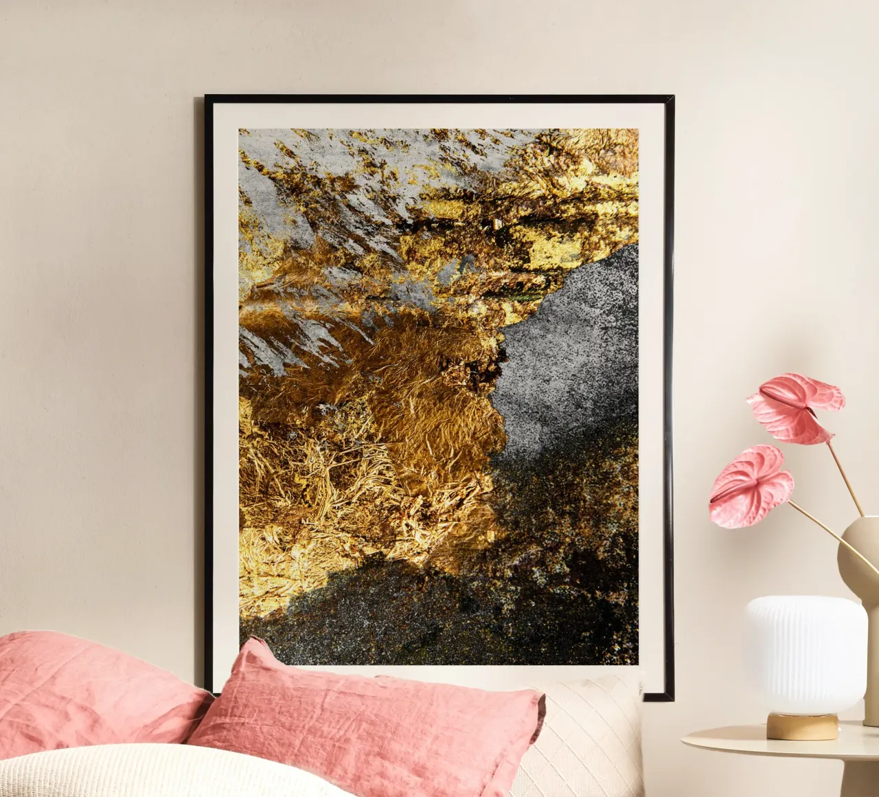 Gold and Black Abstract carta hahnemühle da Artsy Bessy
