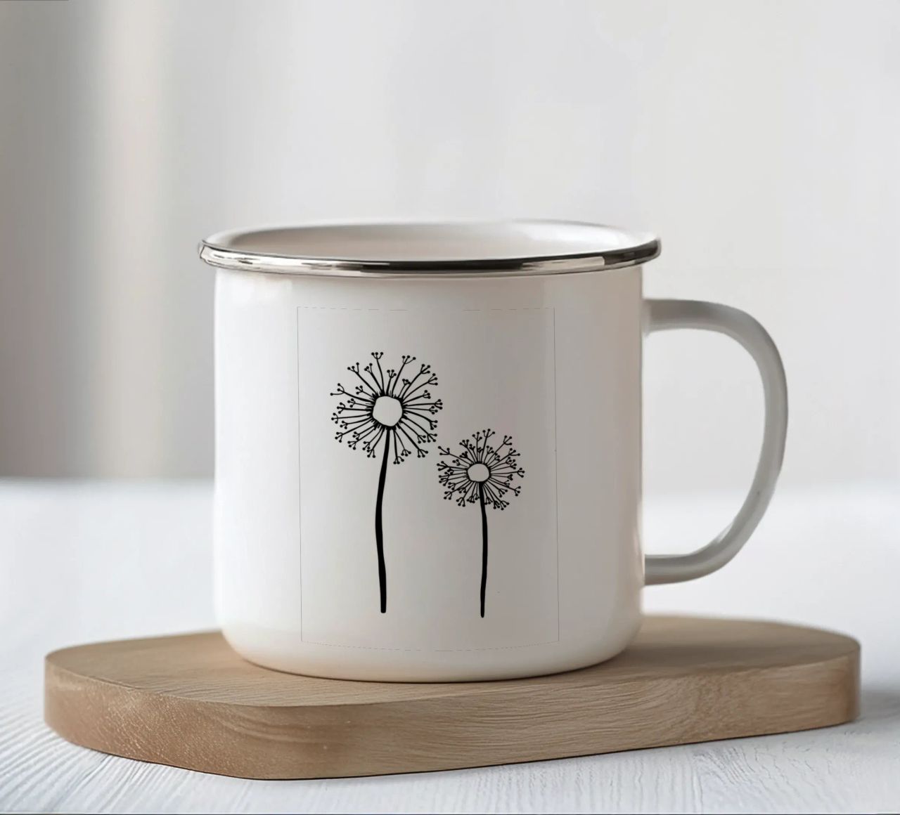 Zwei Löwenzahn Blumen tazza in smalto da BAINAI