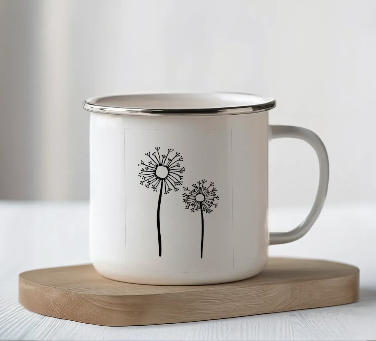 Zwei Löwenzahn Blumen tazza in smalto da BAINAI