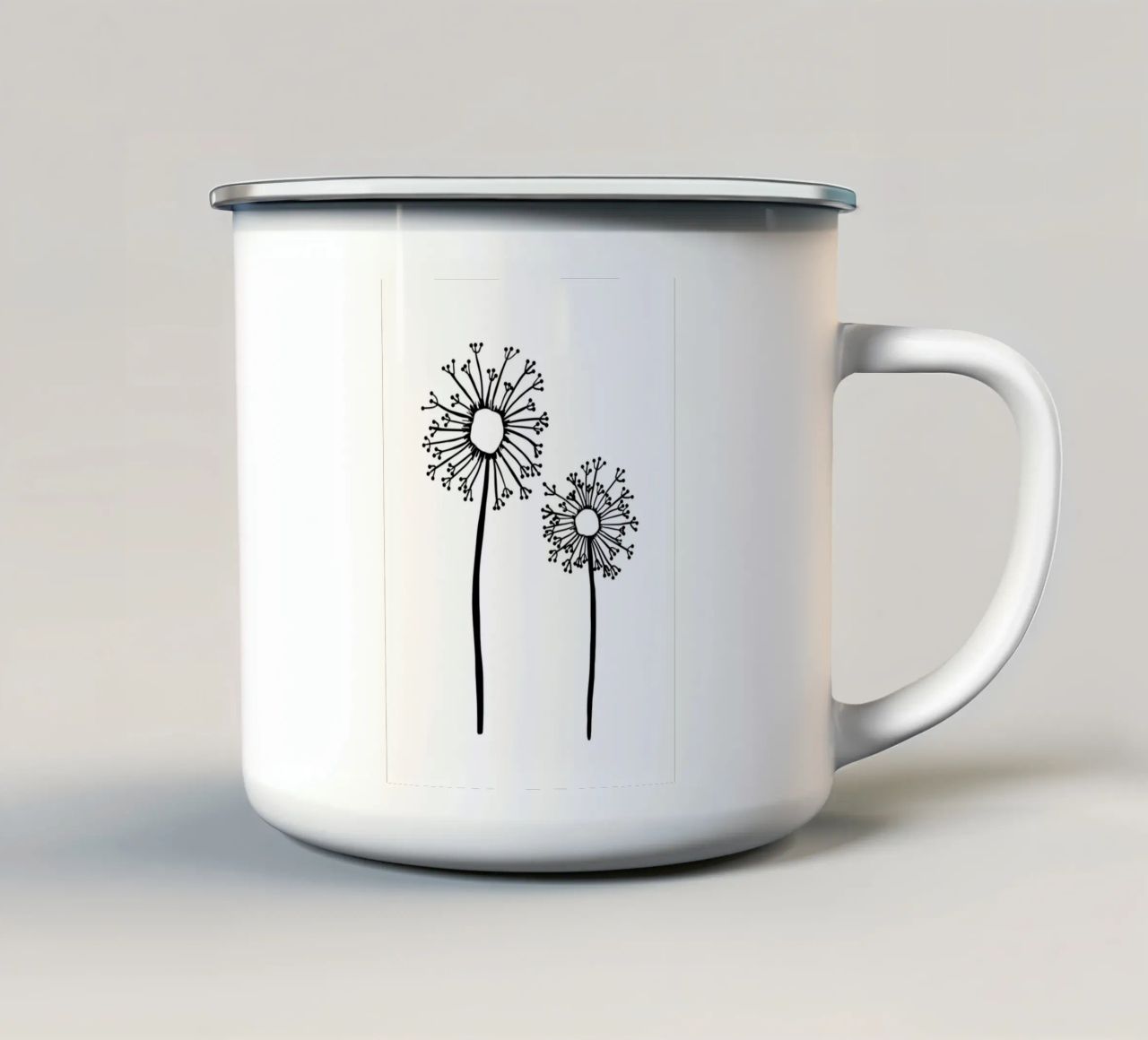 Zwei Löwenzahn Blumen tazza in smalto da BAINAI