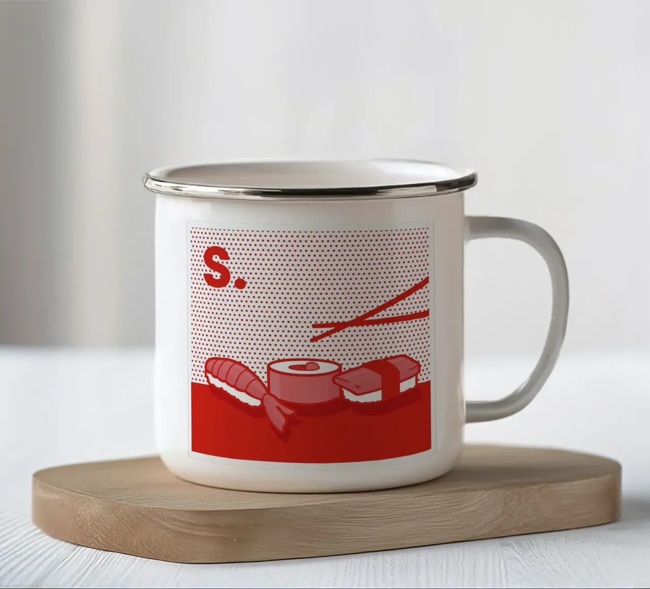 Sushi tazza in smalto da Rachel Peck