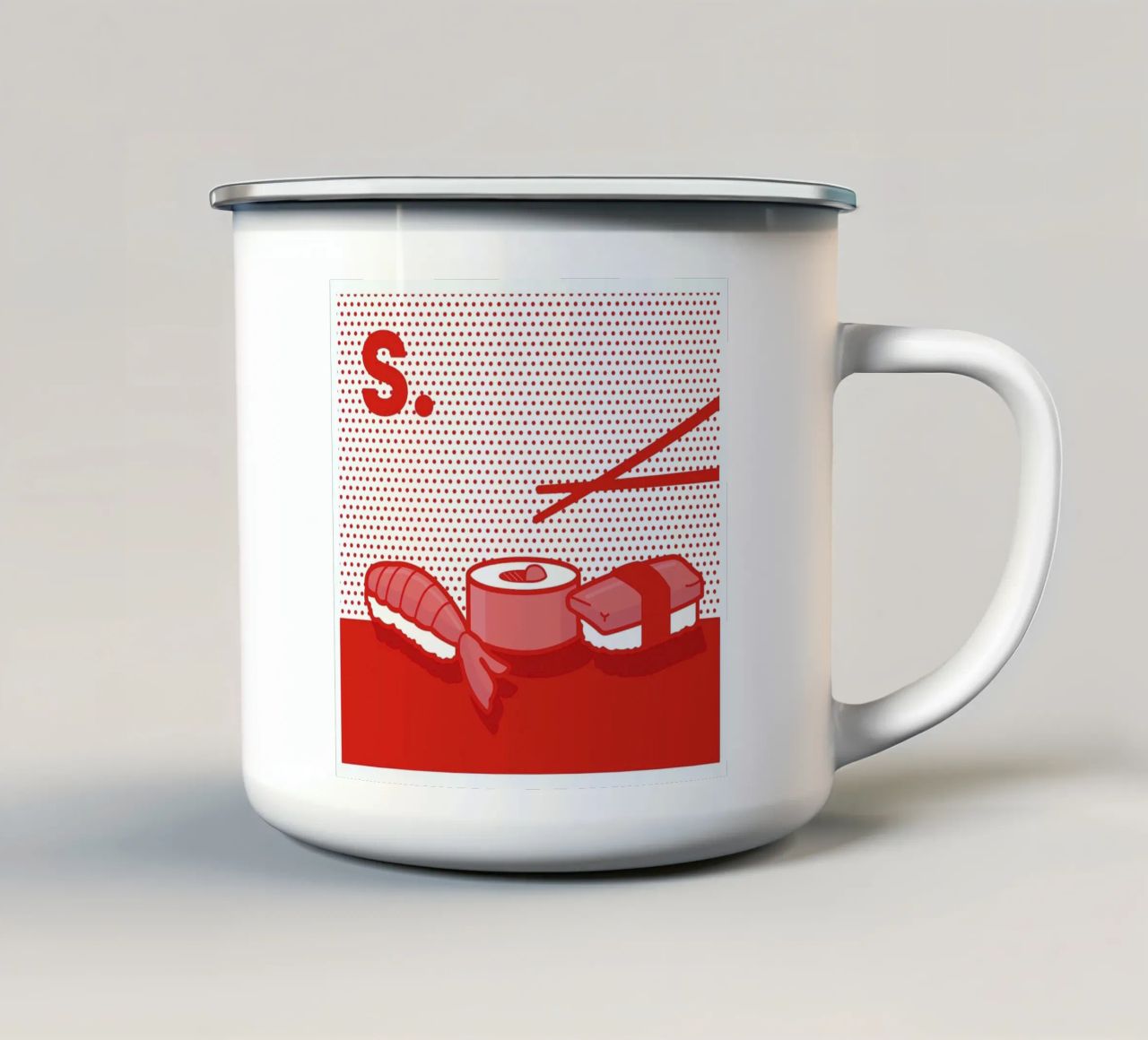 Sushi tazza in smalto da Rachel Peck