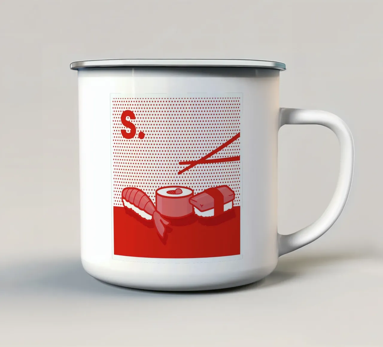 Sushi tazza in smalto da Rachel Peck