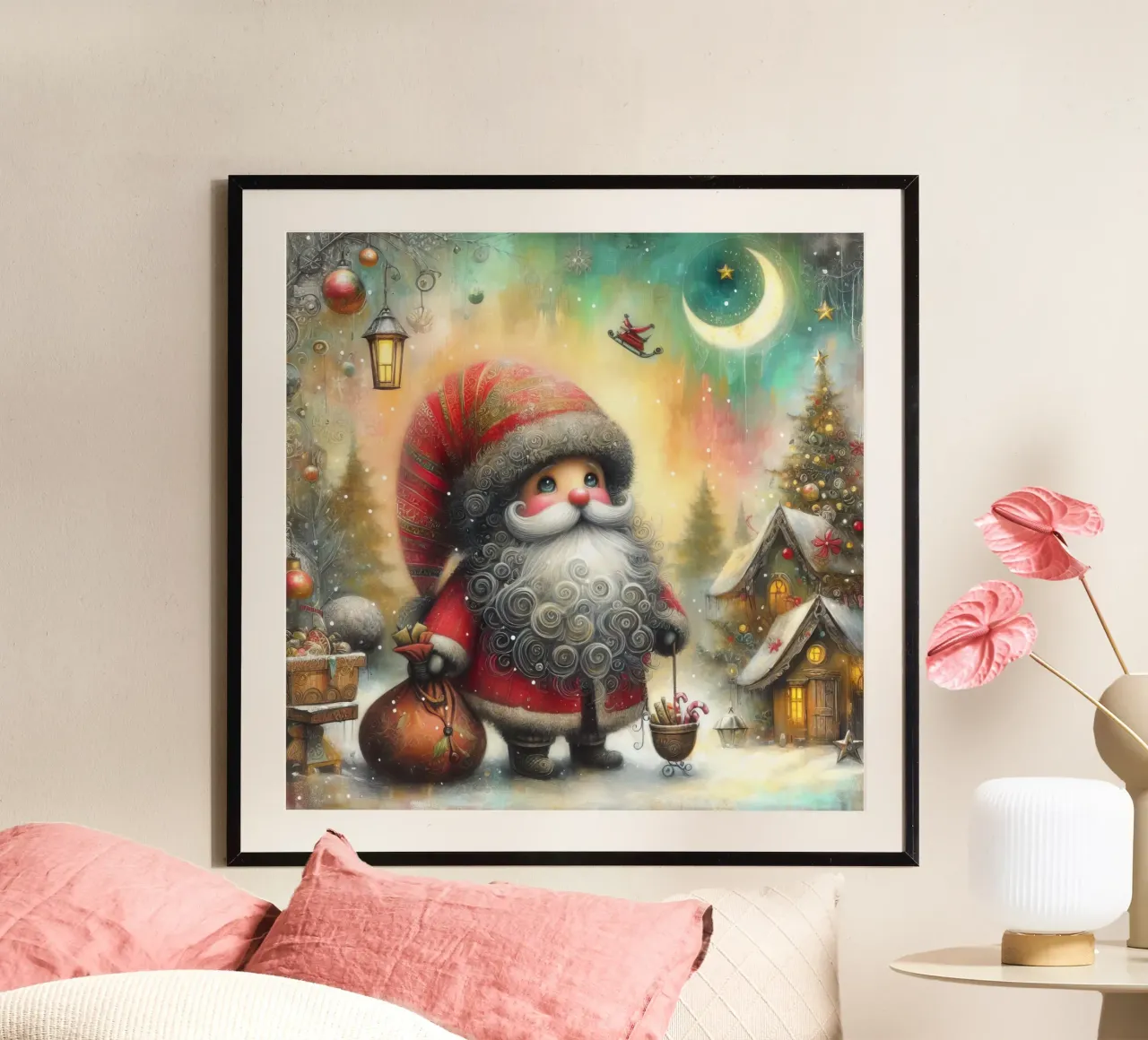 Babbo Natale poster con telaio in alluminio da 🎁 ARTVI-SHOP