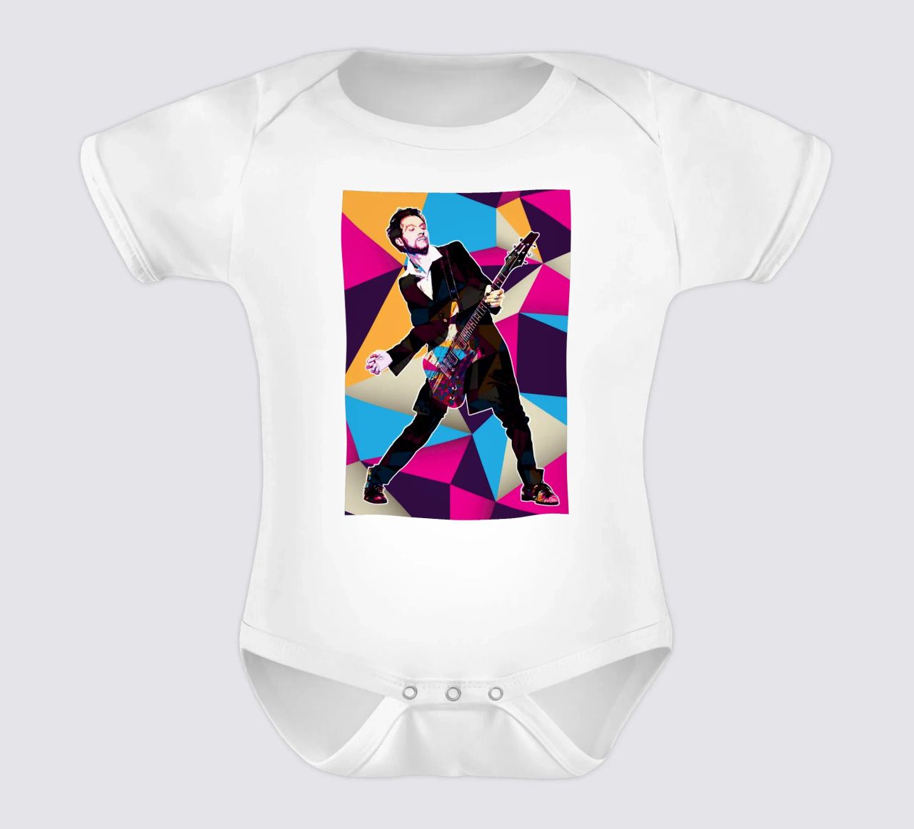Art of Paul Gilbert short-sleeve baby romper by neonartroom