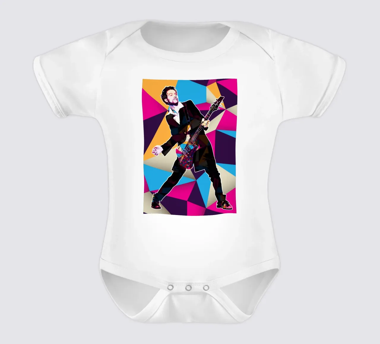 Art of Paul Gilbert short-sleeve baby romper by neonartroom