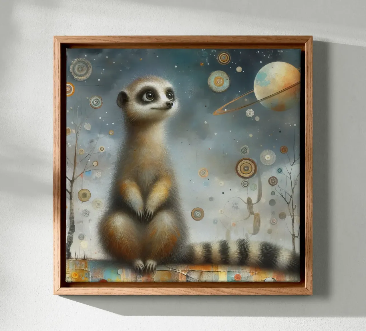 un suricato molto felice tela con Cornice a cassetta da 🎁 ARTVI-SHOP