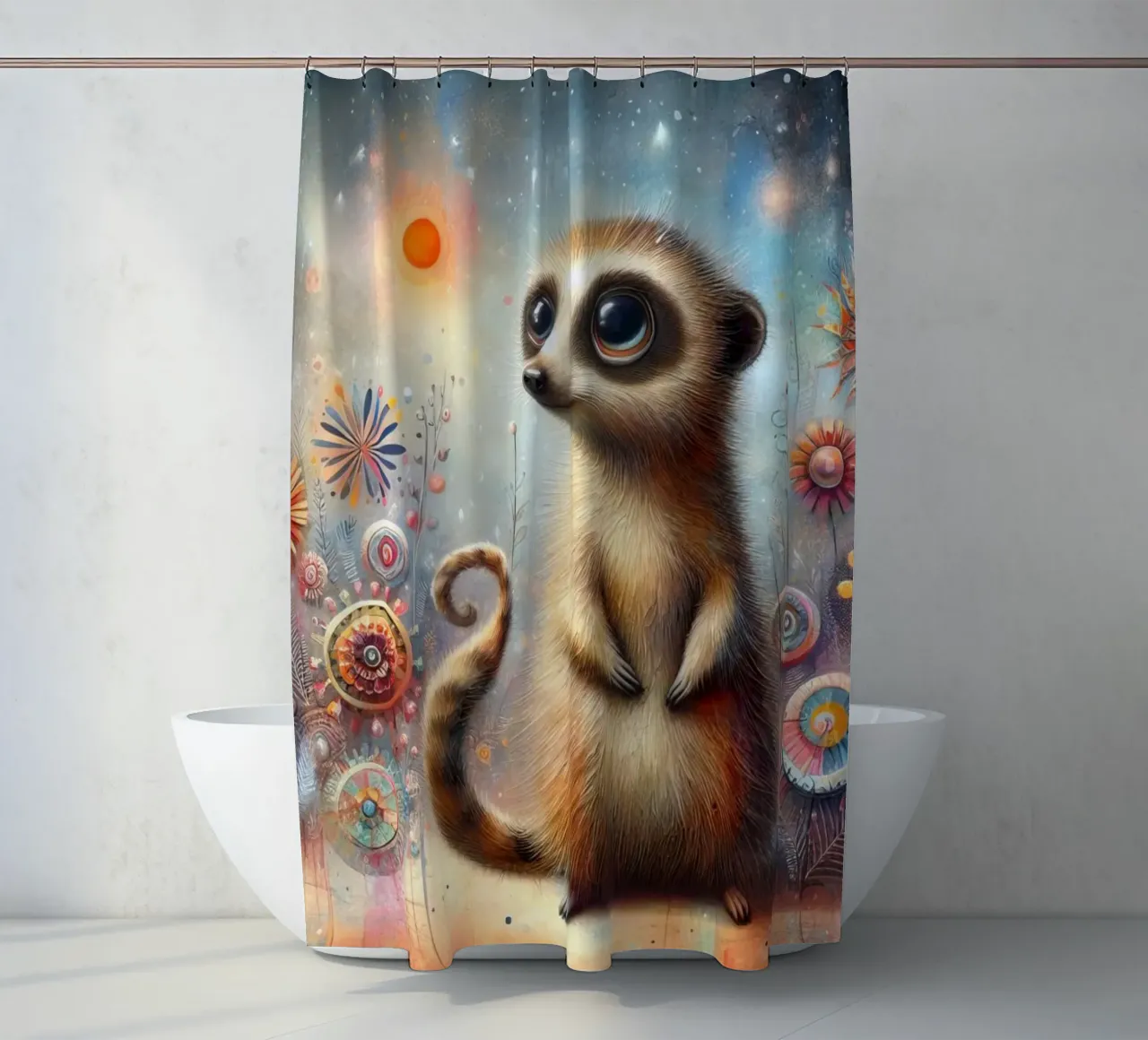 a very happy meerkat shower curtain by 🎁 ARTVI-SHOP