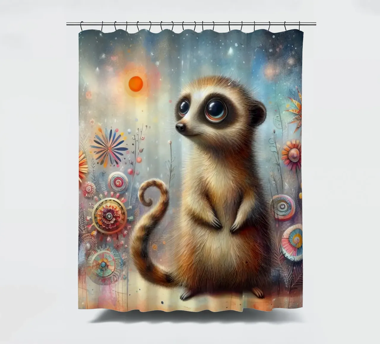 a very happy meerkat shower curtain by 🎁 ARTVI-SHOP