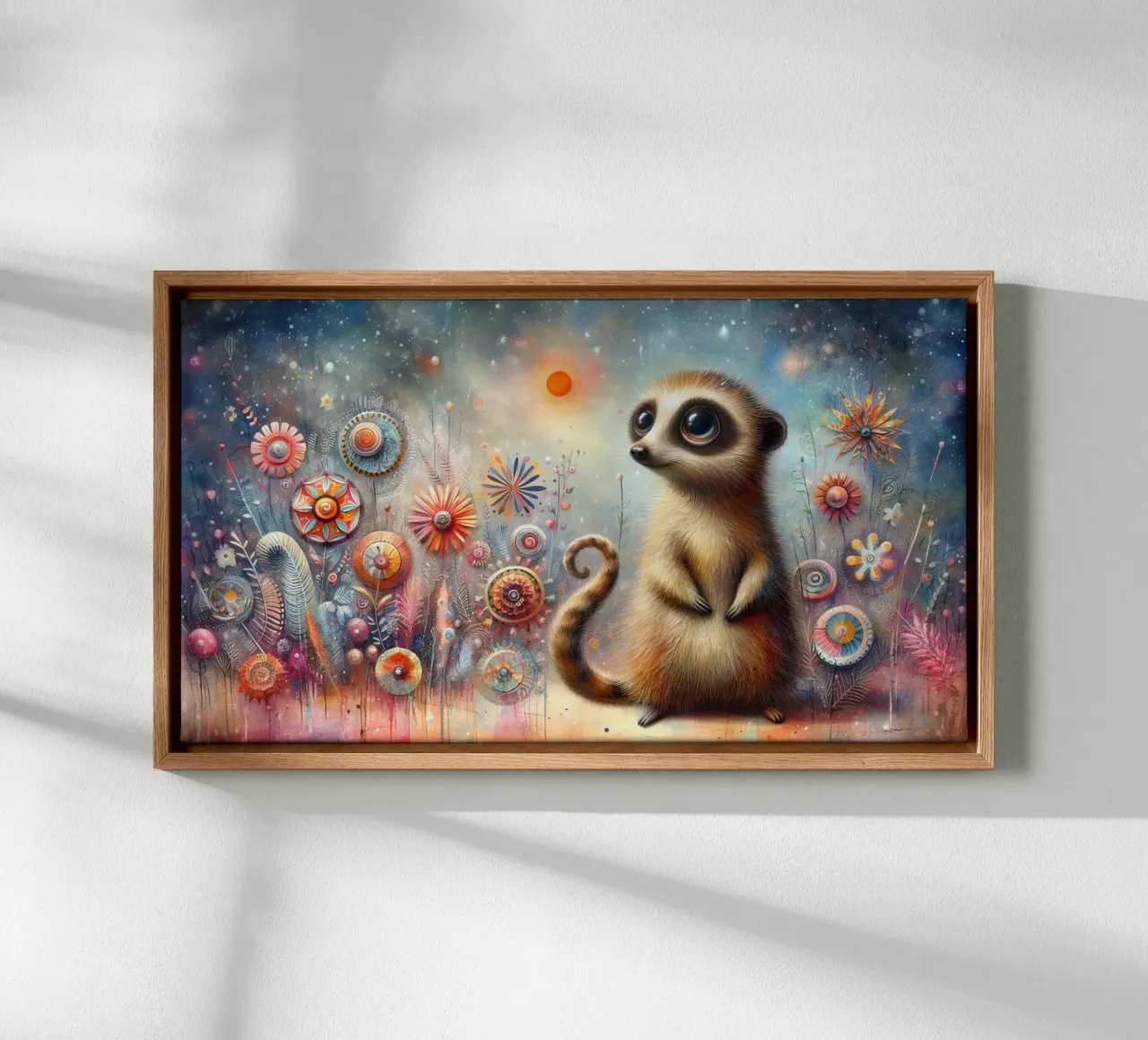 un suricato molto felice tela con Cornice a cassetta da 🎁 ARTVI-SHOP