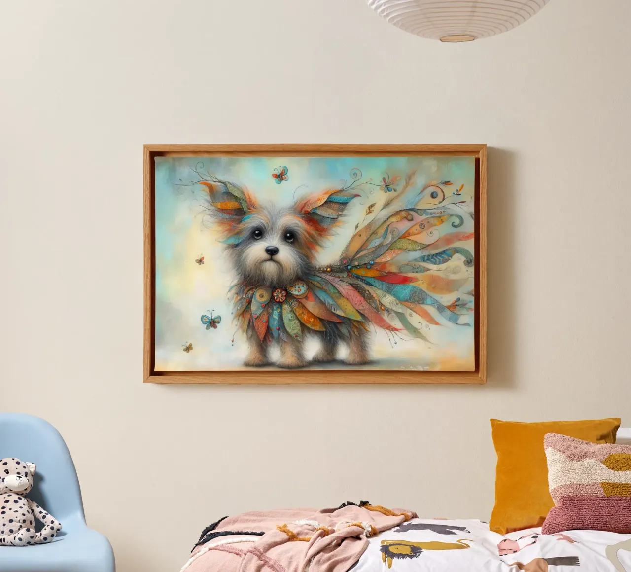 Gemälde eines skurrilen Hundes in Mischtechnik Leinwand mit Schattenfugenrahmen von 🎁 ARTVI-SHOP