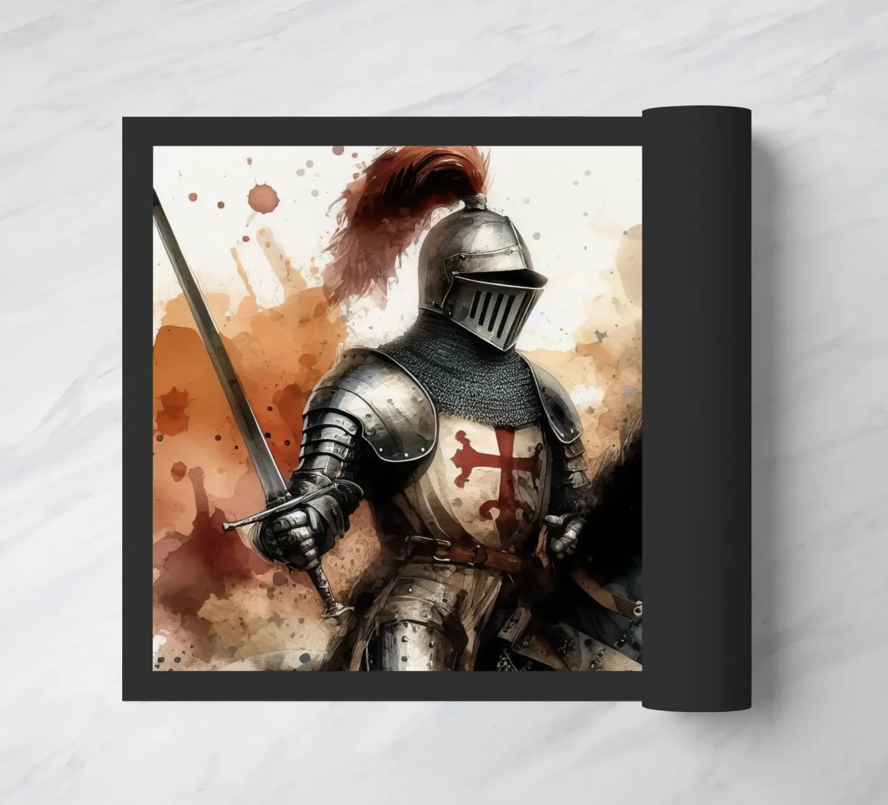 Watercolor drawing of a medieval knight doormat by 🎁 ARTVI-SHOP