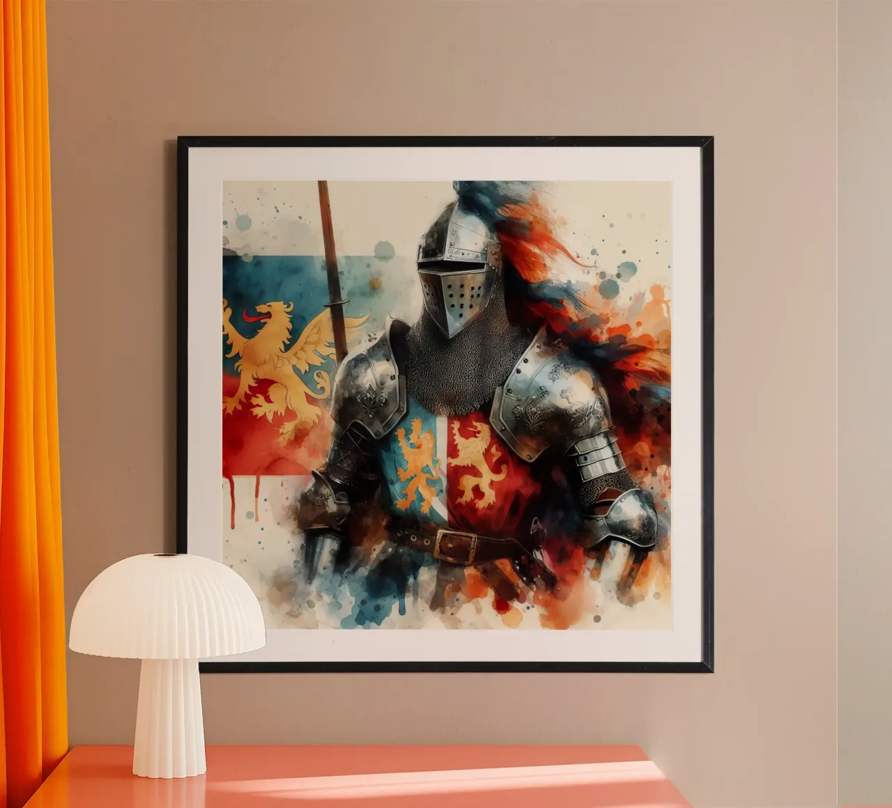 Aquarellzeichnung eines mittelalterlichen Ritters Poster von 🎁 ARTVI-SHOP