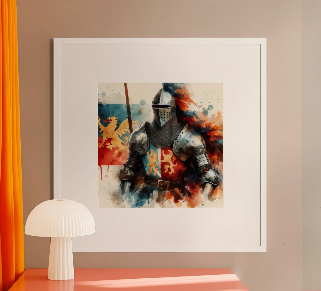 Aquarellzeichnung eines mittelalterlichen Ritters Poster von 🎁 ARTVI-SHOP