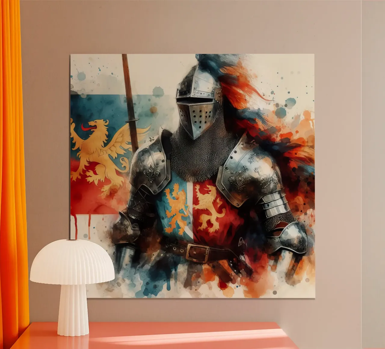 Aquarellzeichnung eines mittelalterlichen Ritters Poster von 🎁 ARTVI-SHOP