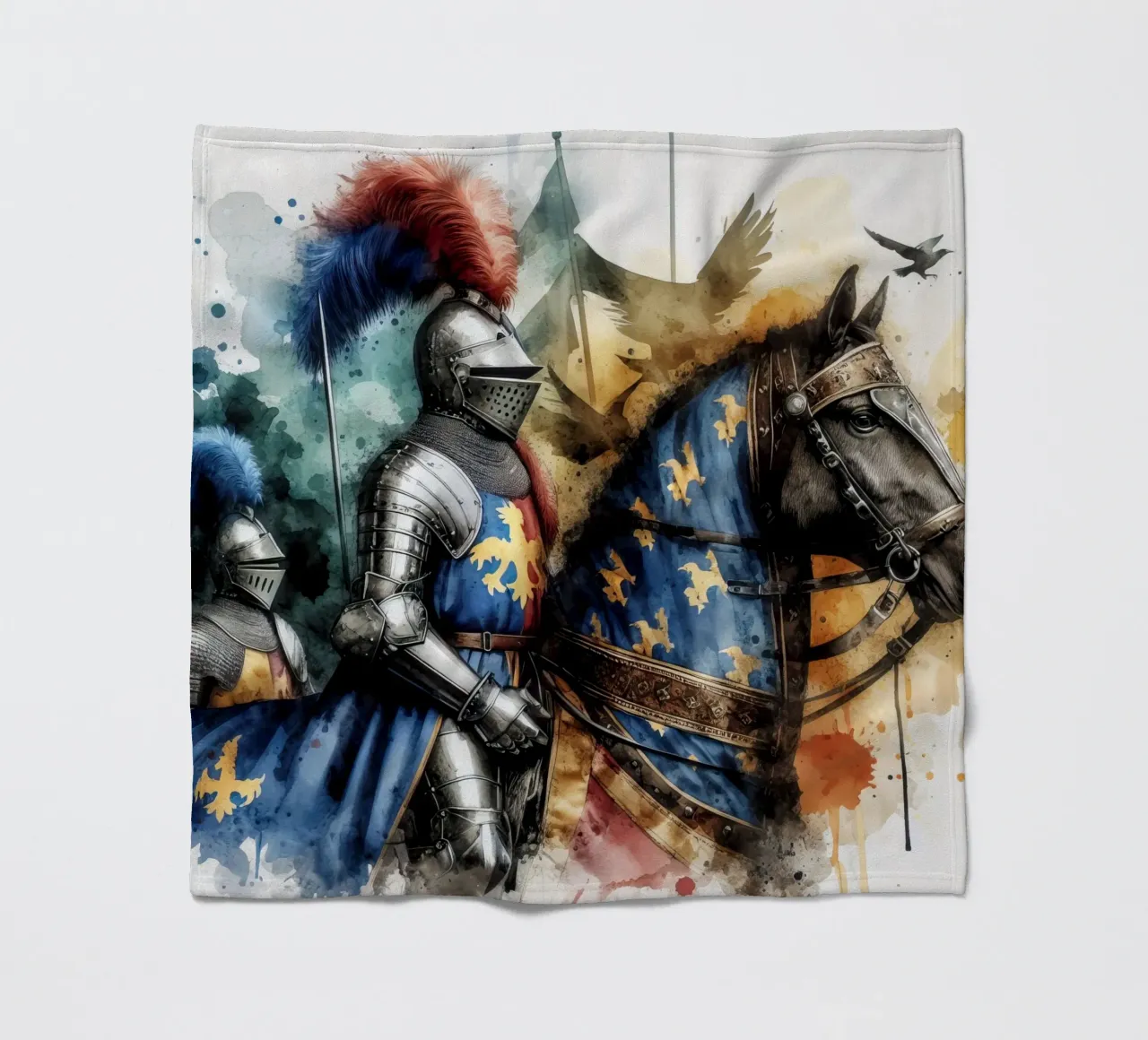 Disegno ad acquerello di un cavaliere medievale coperta in pile da 🎁 ARTVI-SHOP