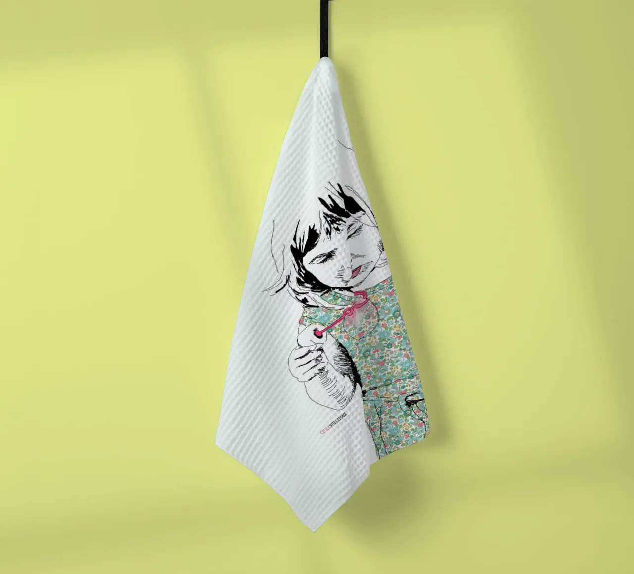 Bubble Girl tea towel by La Belette Rose