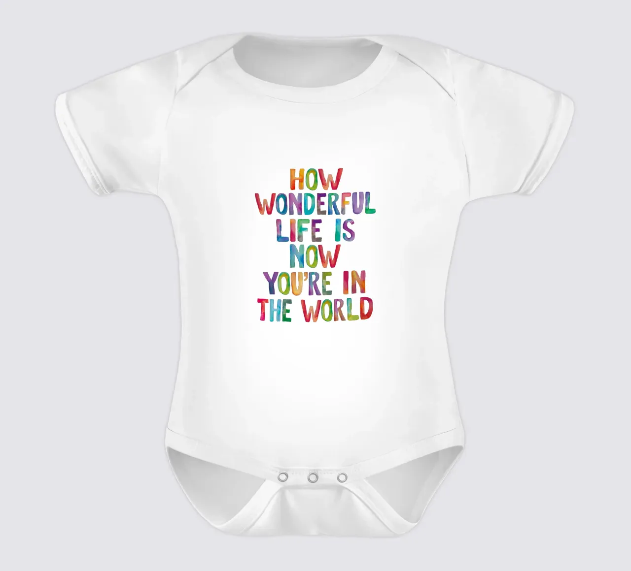 Com'è meravigliosa la vita ora che sei nel mondo Typografie body neonato maniche corte da THE MOTIVATED TYPE