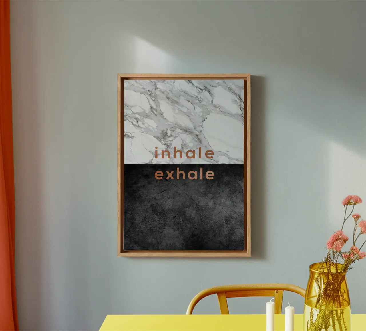 Inhale Exhale canvas with Floater frame by Orara Studio