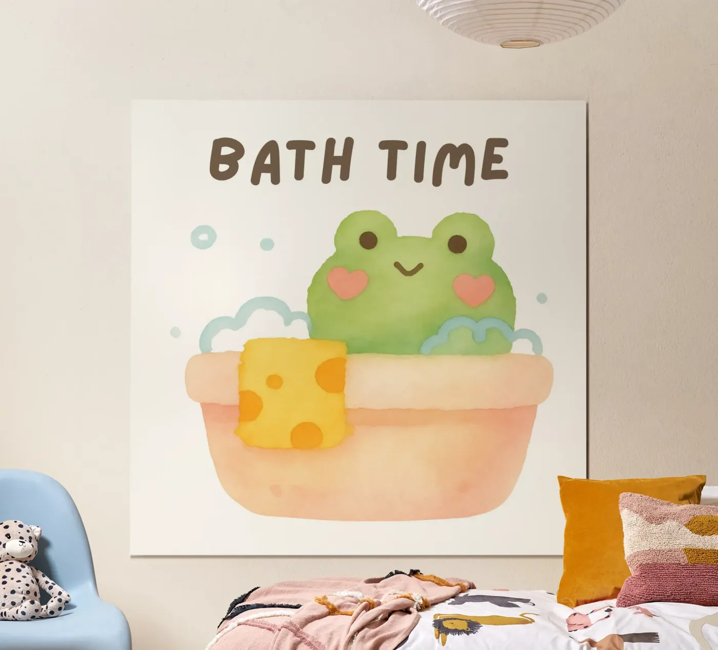 Cute bath time frog poster van Sasyall Graphics