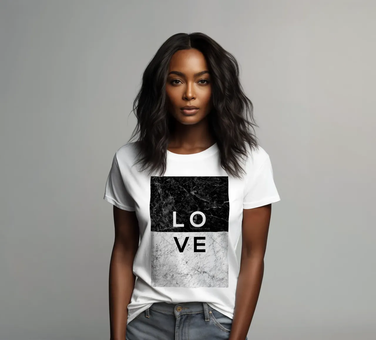 Love Black & White Quote women's fitted t-shirt by Orara Studio
