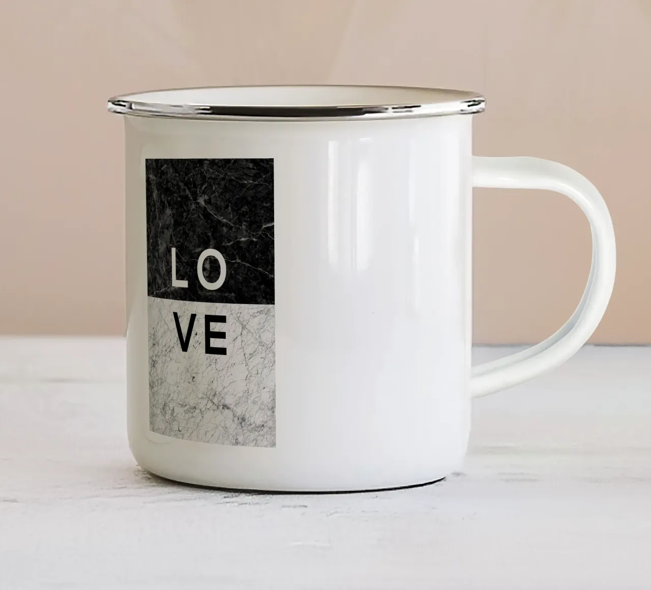 Amore in bianco e nero Citazione tazza in smalto da Orara Studio