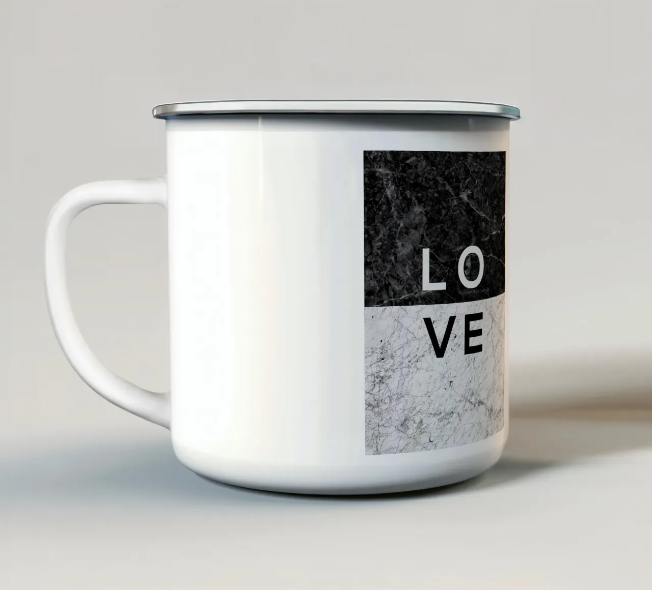 Amore in bianco e nero Citazione tazza in smalto da Orara Studio